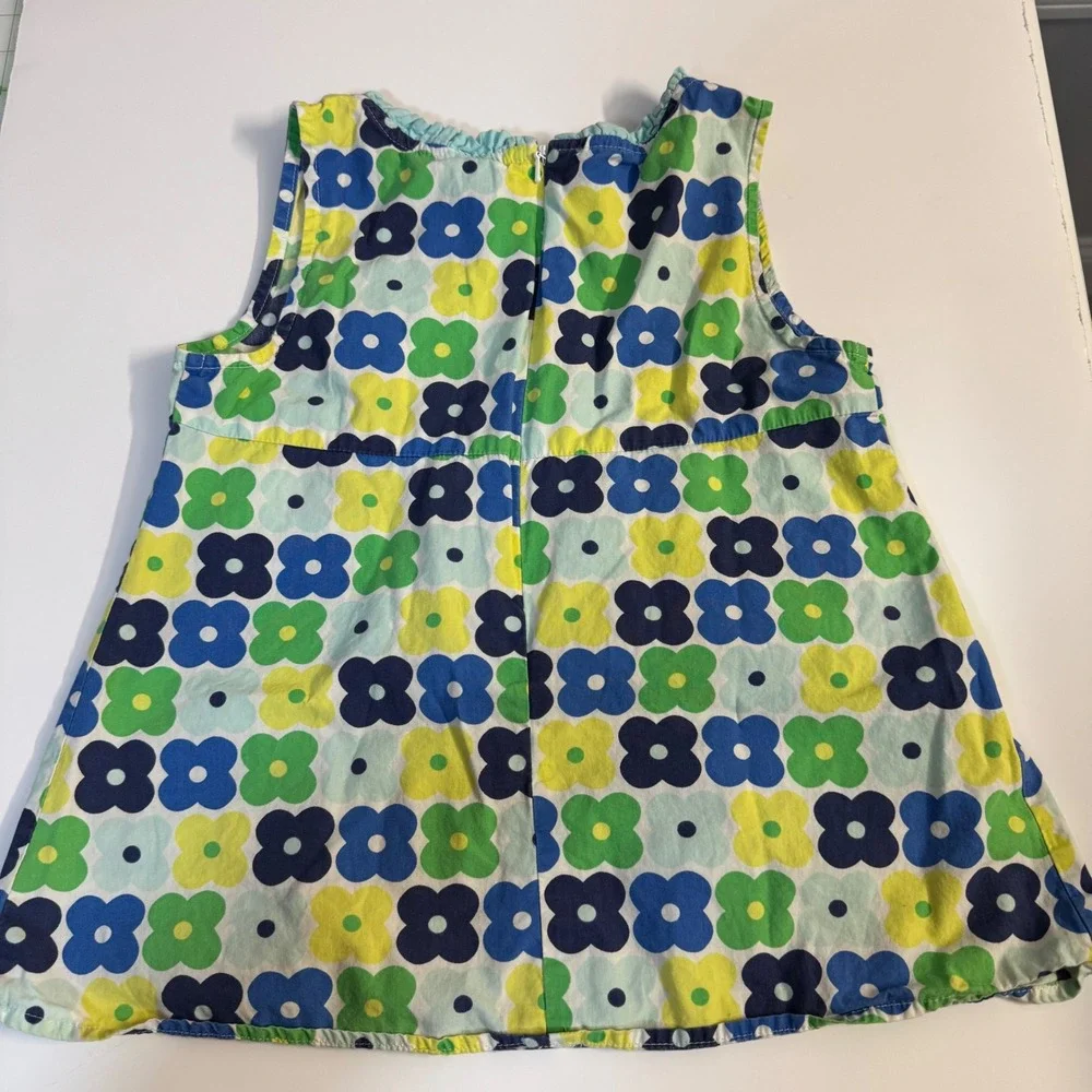 2008 Gymboree Girls Size 8 Blue Green Yellow Floral Sleeveless Cotton Top
